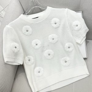 Chan*L小香花朵针织短袖上衣