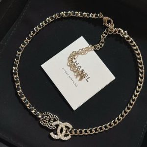 CHANEL香奈ㄦ雙C經典黑皮项链