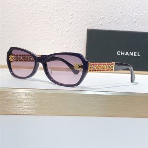 CHANEL香奈ㄦ皮革金屬框架墨鏡