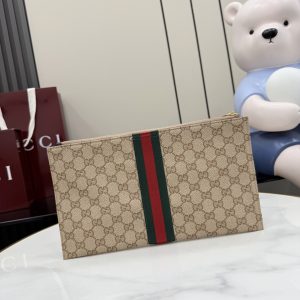 Gucci古驰经典紅綠织带手拿包