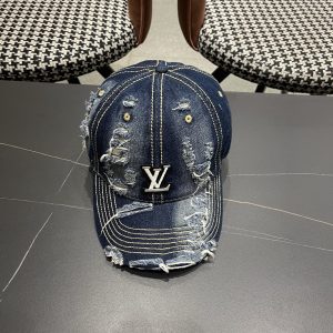 Louis Vuitton路易威登水洗破洞鸭舌帽(深藍)