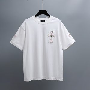 Chrome Hearts克罗心左右袖贴布刺绣T(白)